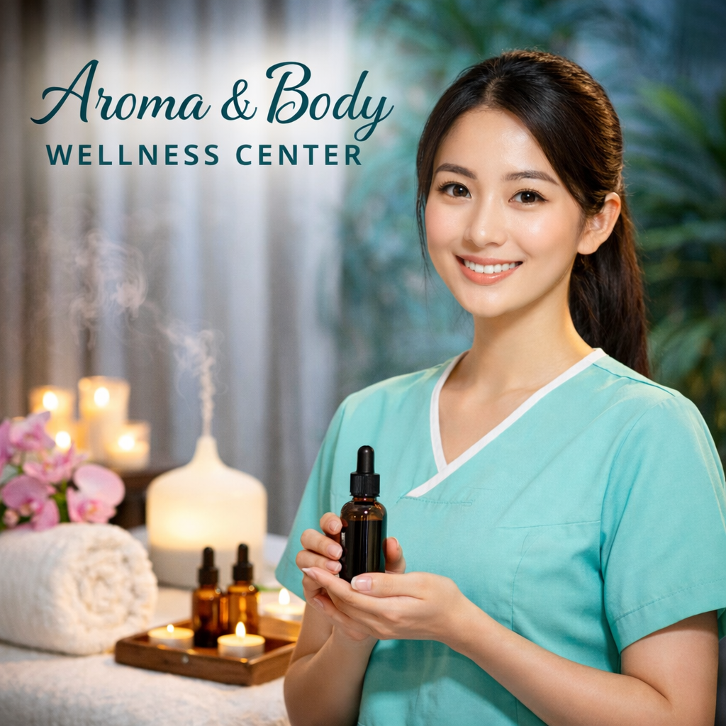 아로마엔바디 웰니스센터 전문 테라피스트가 아로마 오일을 들고 있는 메인 프로필 이미지